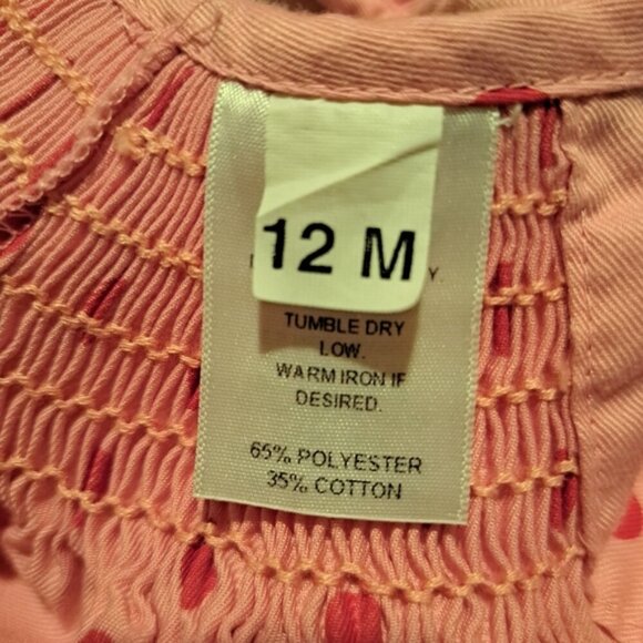 Dibble Dabble girls size 12 months pink with red dot elephant design in smocking - Picture 5 of 6